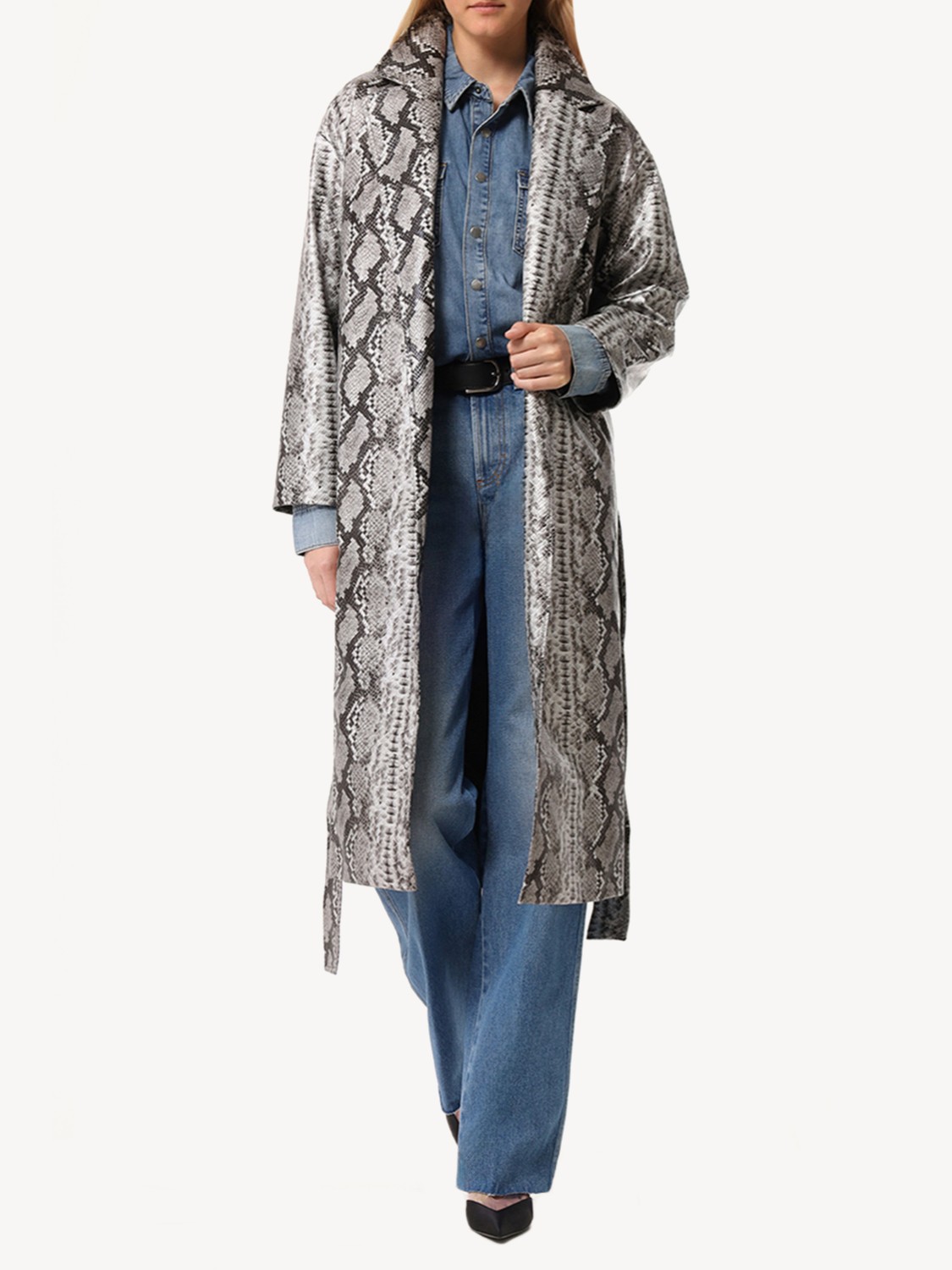 Женский плащ из экокожи