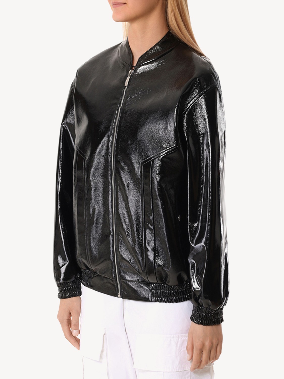 Женский бомбер из экокожи