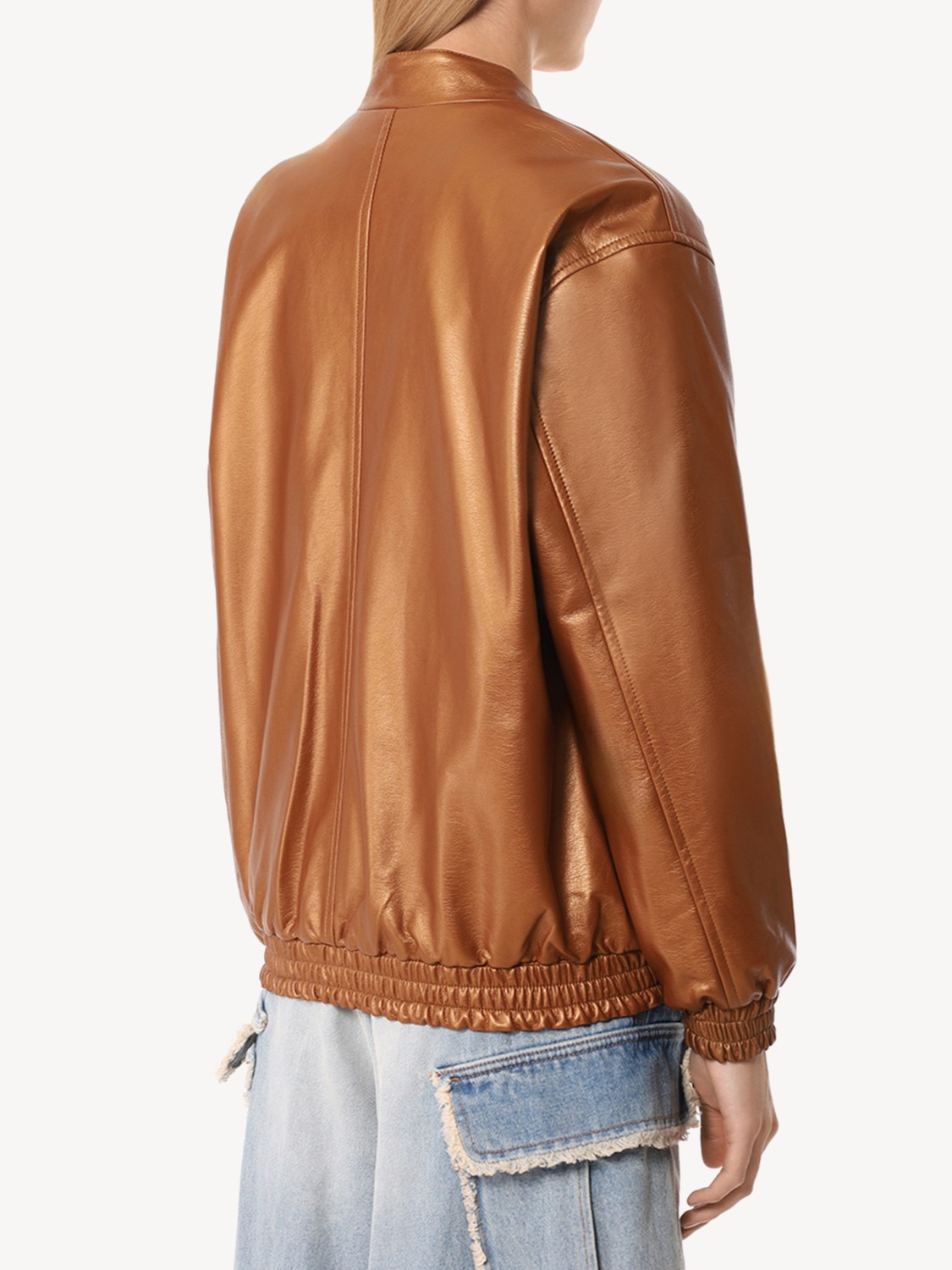 Женский бомбер из экокожи