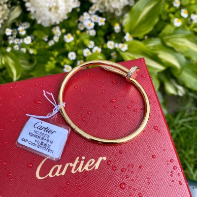 Классическая модель браслета Cartier Juste un Clou, белое золото со вставками