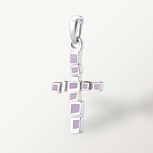 Серебряный крестик Розовая мазайка