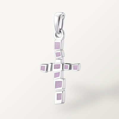 Серебряный крестик Розовая мазайка