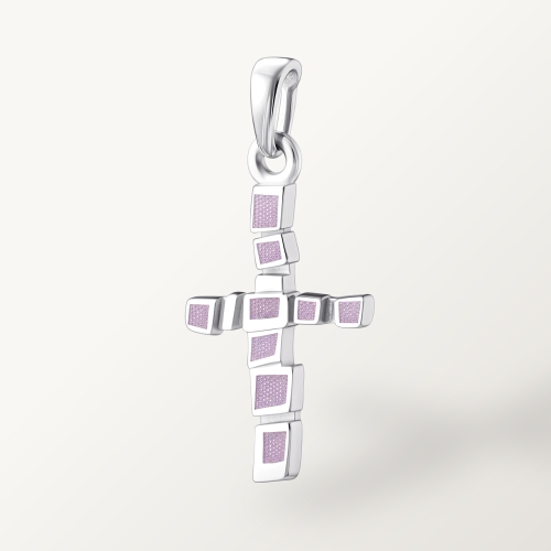 Серебряный крестик Розовая мазайка