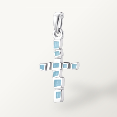 Серебряный крестик Голубая мазайка