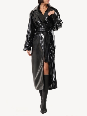 Женский плащ из экокожи