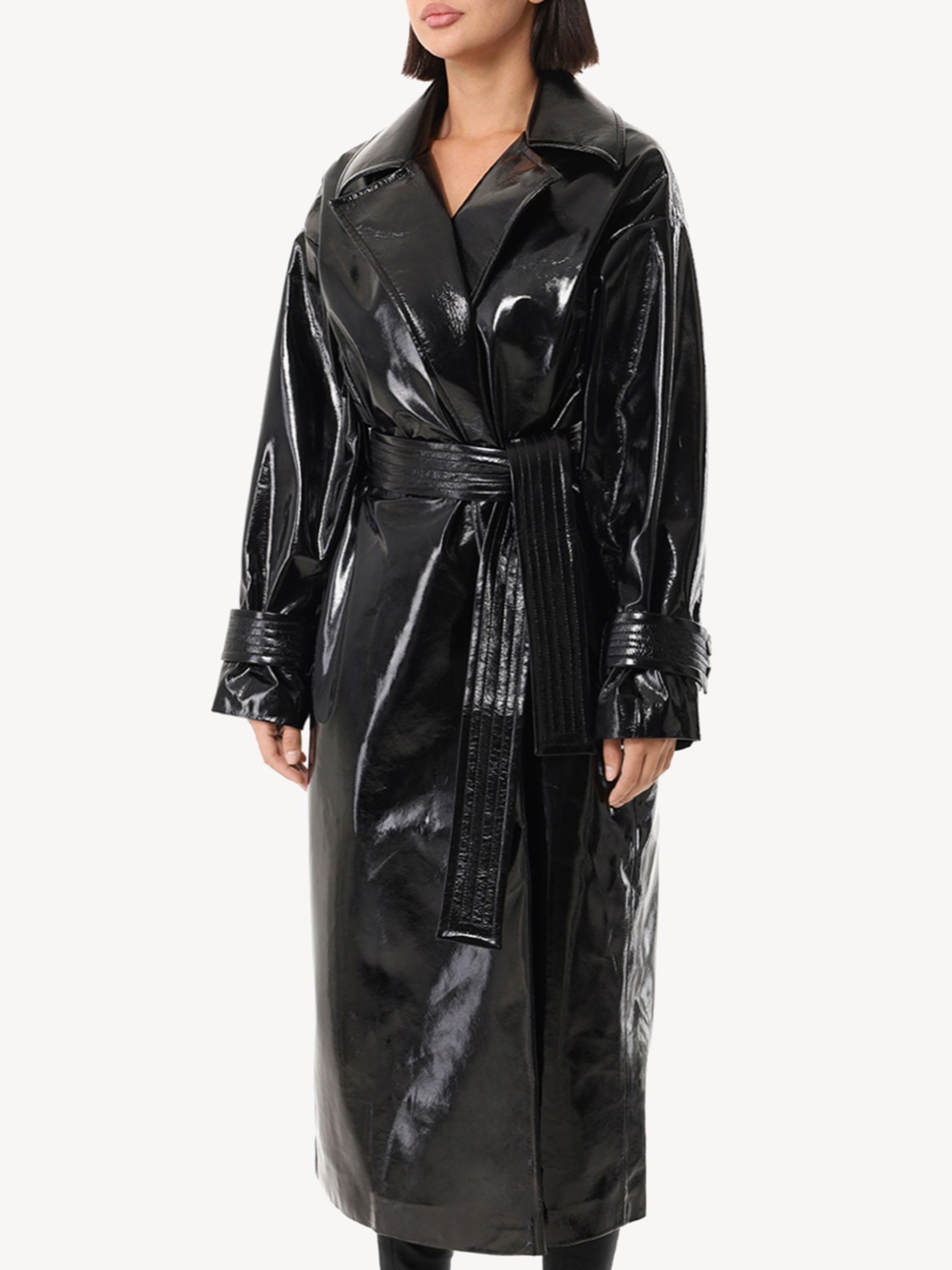 Женский плащ из экокожи